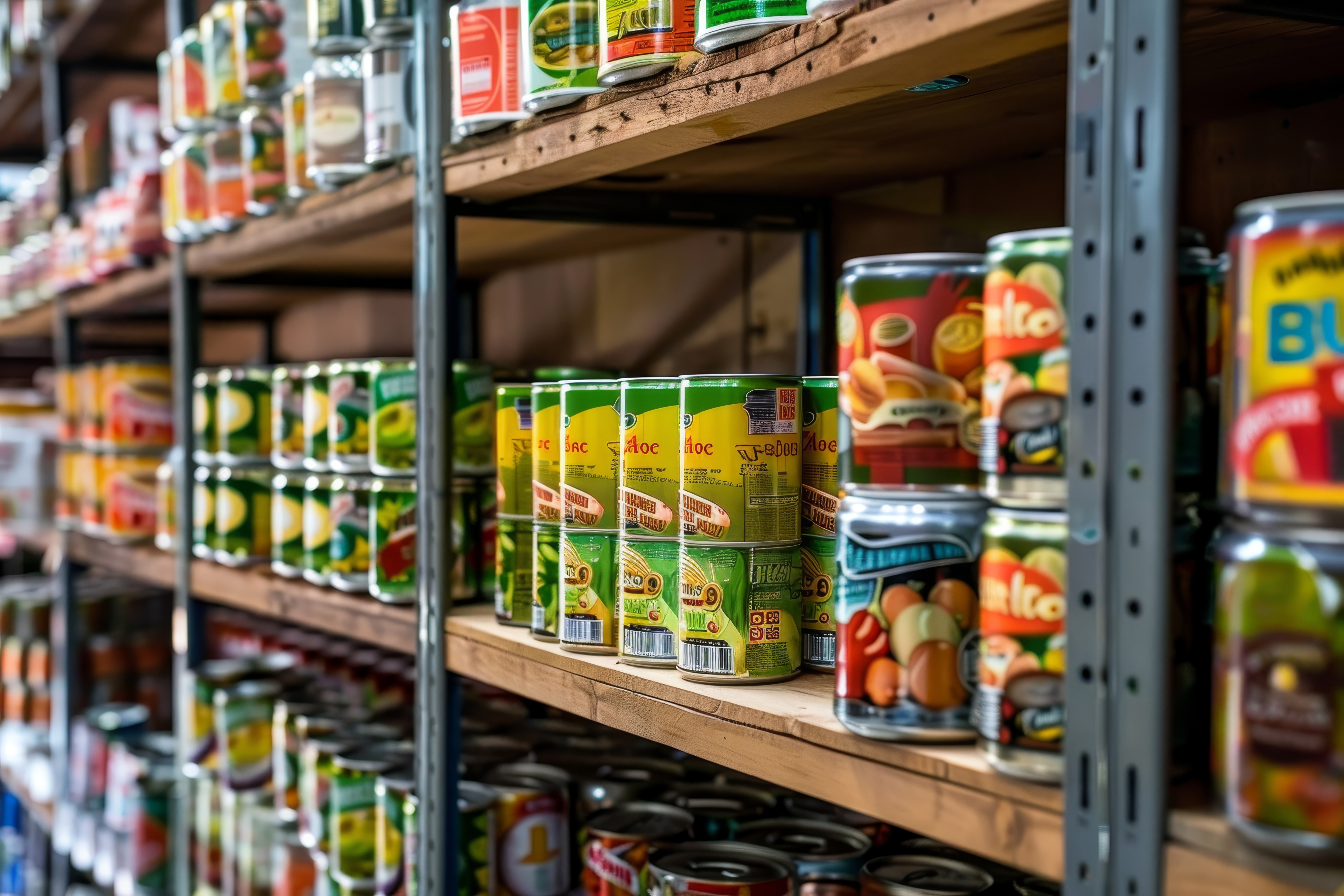 food on shelves