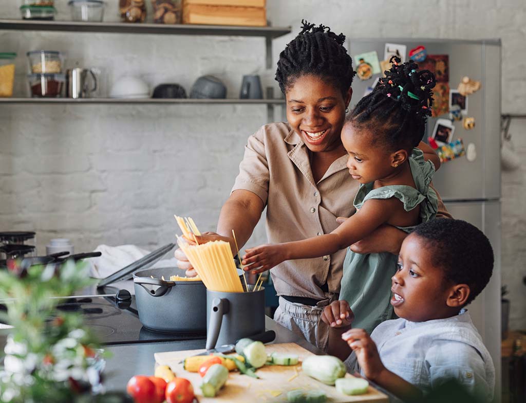 mom cooking with kids