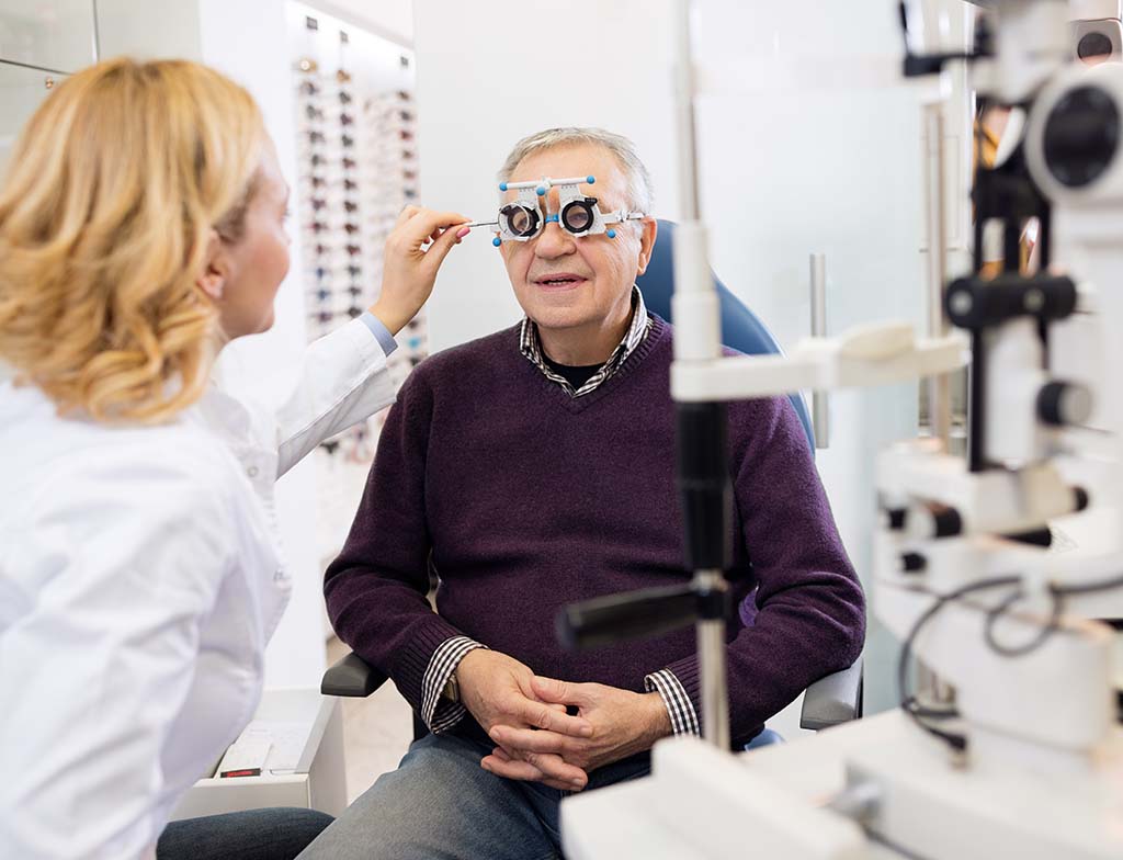 man getting his vision tested