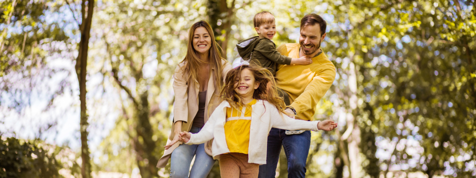 Family outside in summer