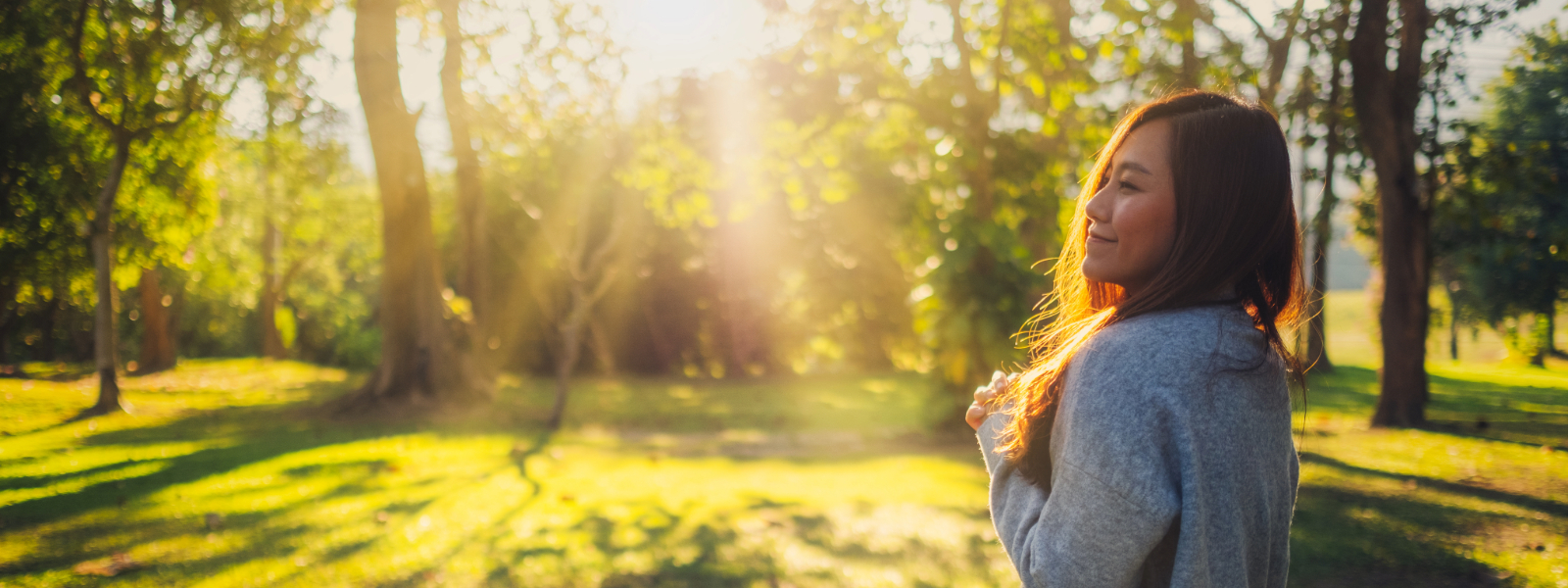 Woman outside in the sun